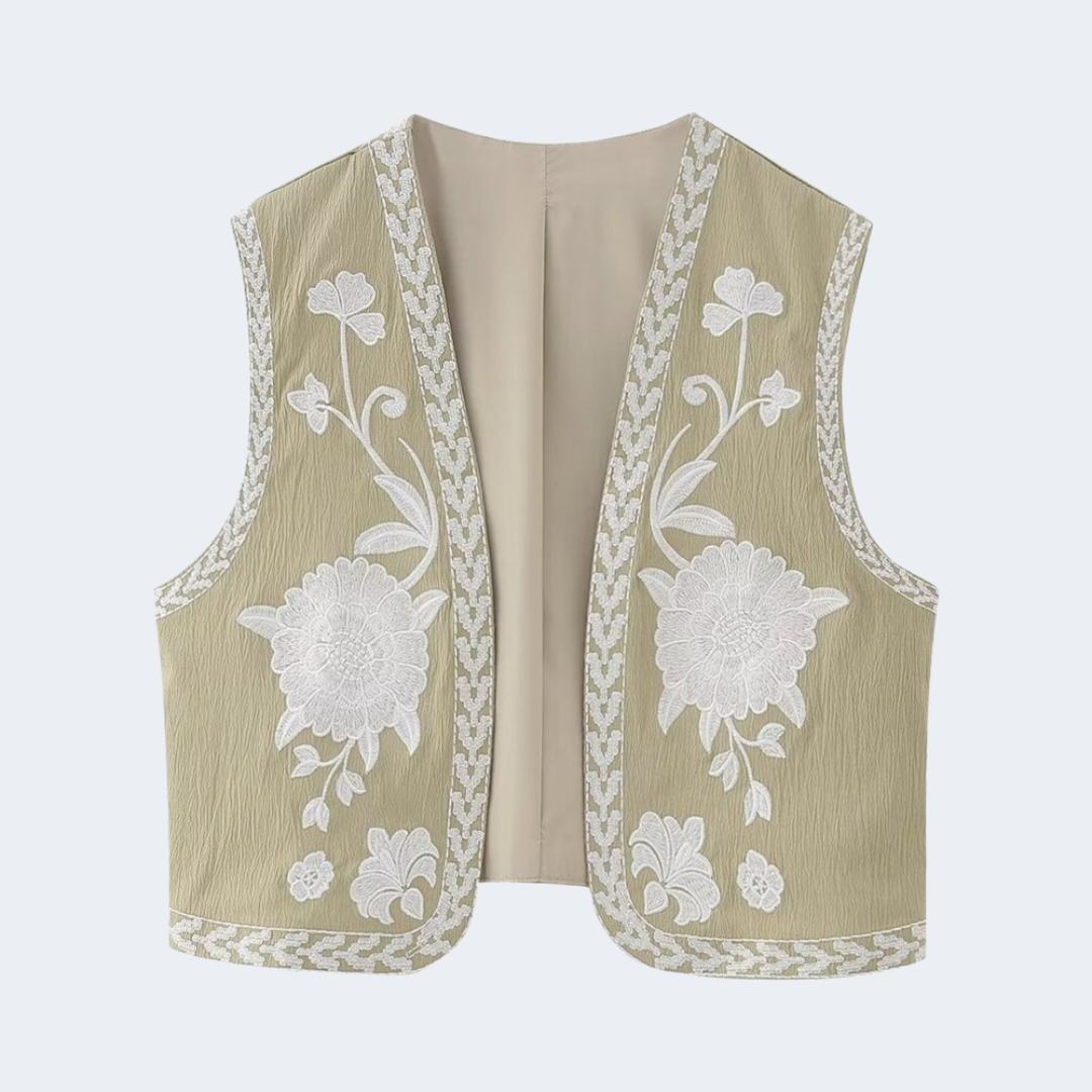 Vintage Flower Embroidery Vest