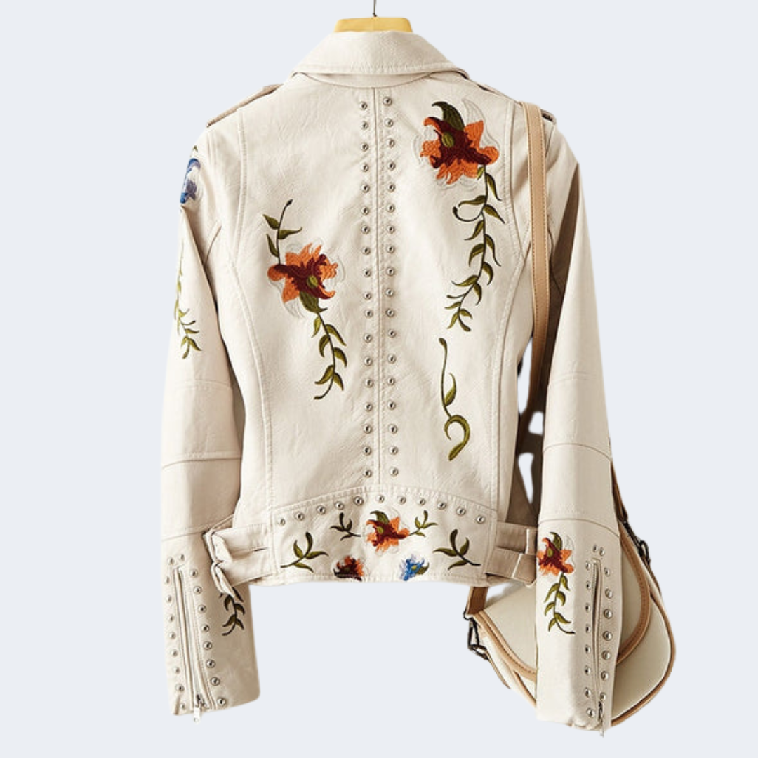Harper Floral Print Leather Jacket