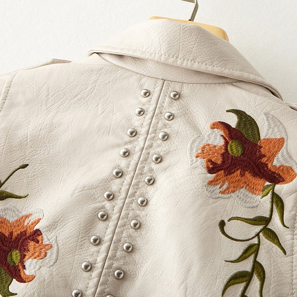 Harper Floral Print Leather Jacket